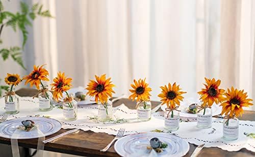 Mini Glass Vase for Centerpieces - Hewory 12Pcs Clear Small Bud Vases in Bulk, Vintage Cute Tiny Flower Vase Set with Twine for Wedding Bridal Shower Table Decor