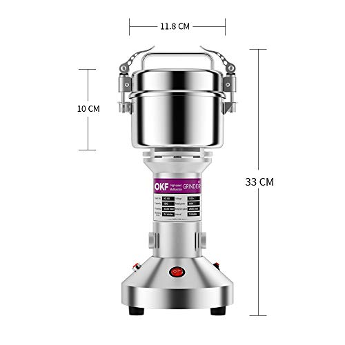 OKF Grain Mills Electric Stainless Steel Grain Grinder Mill High-speed Cereals Corn Herb Spice Flour Mill Commercial Grade Machine Dry Grain Grinder