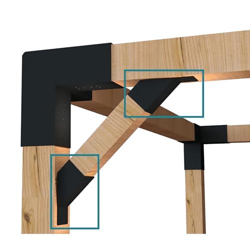 ORIGLE 4Pcs 45 Degree Angle Brackets for Pergola Kits - Heavy-Duty Metal Gazebo Brackets & 2x4 Wood Connector, Universal DIY Pergola Bracket Kit with Lumber Compatibility by ORIGLE - Used condition - Image 3