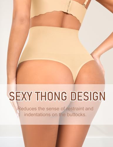 Image of Sarin Mathews Tummy Control Thong Shapewear for Women High Waisted Cotton Body Shaper Panties Underwears