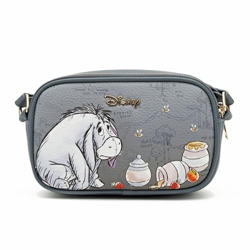 Wondapop - Eeyore Designer Series Double Zipper Crossbody/Shoulder Bag, Gray, A25228