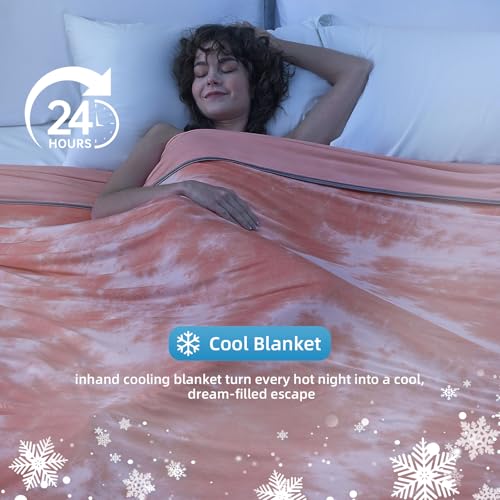 Image of inhand Cooling Throw Blanket (50 inchx60 inch), Cooling Blankets for Hot Sleepers, Absorbs Heat to Keep Adults Cool for Summer Nights Sweats, Thin Cold Lightweight Blanket for Couch Bed, Bean Paste Pink