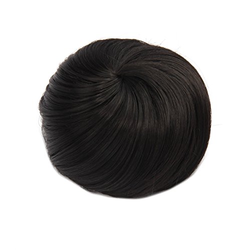 SARLA Black Hair Bun Hair Pieces for Women Gril Lady Claw Clip in Pony Tail Bun Synthetic Drawstring Donut Chignon Q3&2#