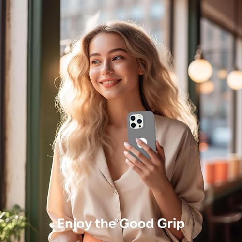 Image of Elzzi Microfiber Logo Cut Cover Compatible for iPhone 16 Pro Max Case Liquid Silicone Cases 4 Layer Protective Covers Shockproof Back Cover with High Raised Camera Lips (6.9 inch, Titanium Grey)