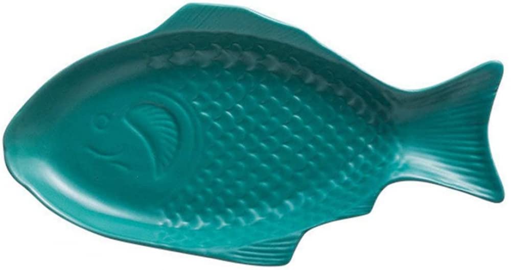 Vajilla De Cerámica Plato Creativo Plato En Forma De Pez Almacenamiento Cacerola De Pescado for Restaurante Cena En Casa -Verde Oscuro(Green)