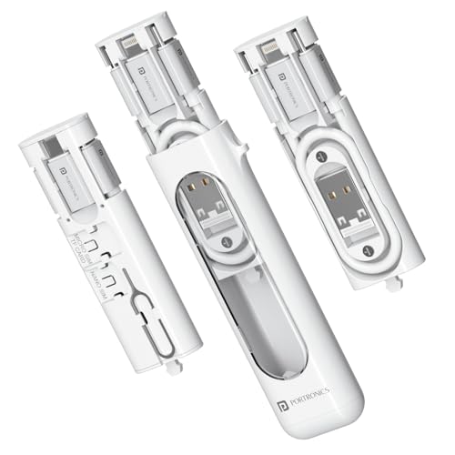 Image of Portronics Snapcase 4 60W Multifunctional Fast Charging Data Cable Transparent Kit, Conversion Set USB A & Type C to Male Micro /Type C /Lightning, Data Transfer, Sim Storage, Sim Eject Pin,Pocket Size
