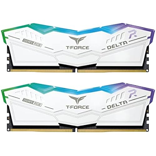 TEAMGROUP T-Force Delta RGB DDR5 Ram 32GB (2x16GB) 6000MHz PC5-48000 CL30 Intel XMP 3.0 & AMD Expo Compatible Desktop Memory Module Ram White FF4D532G6000HC30DC01
