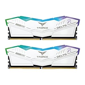 TEAMGROUP T-Force Delta RGB DDR5 Ram 32GB (2x16GB) 6000MHz PC5-48000 CL30 Intel XMP 3.0 & AMD Expo Compatible Desktop Memory Module Ram White FF4D532G6000HC30DC01