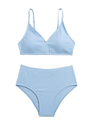 WDIRARA Girl's Bikini Set Spaghetti Strap Swimsuit Two Piece V Neck Bathing Suit