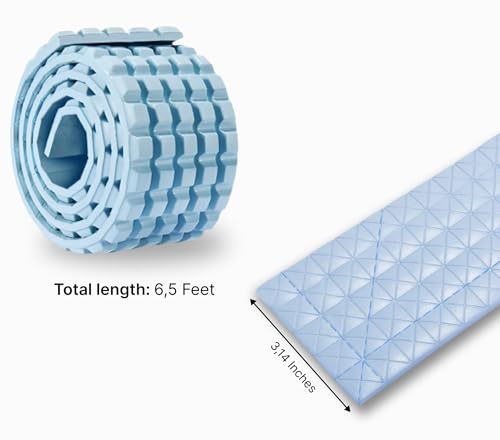 Image of 6.5ft x 3.14in Light Blue Chocolate Shape and Soft Baby Proofing Corner Protector - Taped Bumper Furniture Covers - Child Safety Protector for Table Stair Cabinet Desk - Baby Safety with Adhesive