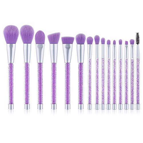 UNIMEIX Makeup Brushes 15 Pieces Makeup Brush Set Premium Face Eyeliner Blush Contour Foundation Cosmetic Brushes for Powder Liquid Cream Purple