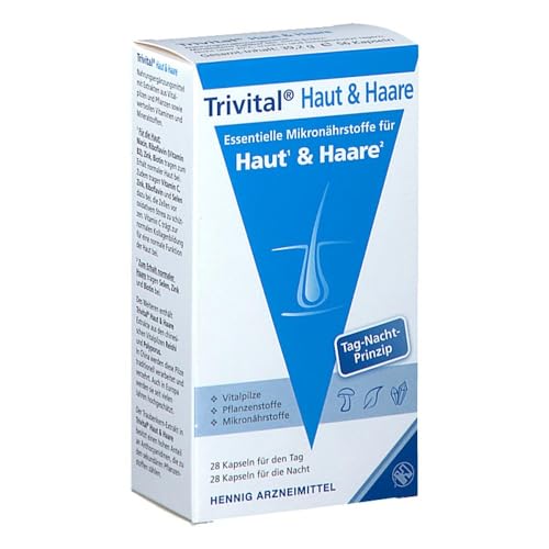 TRIVITAL Haut+Haare: Für den Erhalt gesunder Haut & Haare, vegan, lactosefrei, glutenfrei, 56 Kapseln