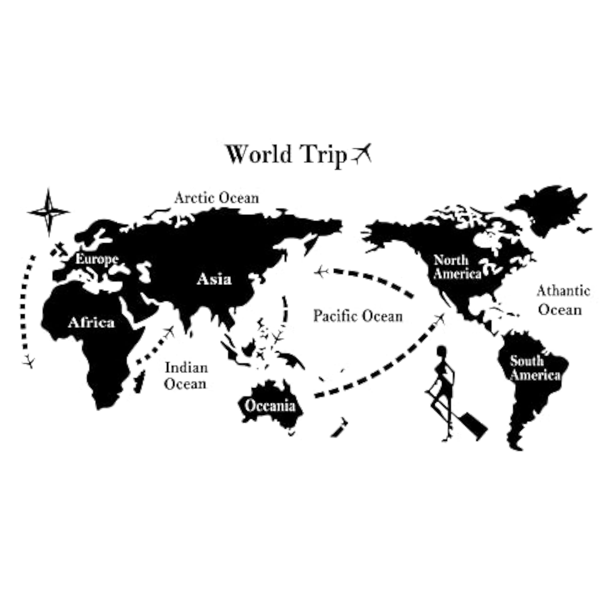 World Map Vinyl Wall Sticker for Home Decoration