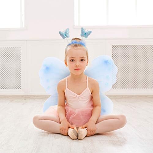 SOIMISS Fairy Princess Tutu Costume Set Butterfly Costume Set with Dress Wings Wand and Headband Gifts for Kids Halloween Dress Up Party Favors Supplies