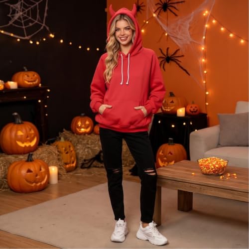 Womens Oversized Hoodies Fleece Devil Horn Harajuku Pullover Sweatshirt - image 8