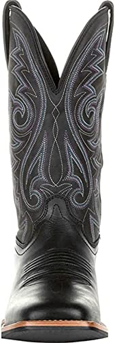 KKPW Bottes de cowboy larges classiques vintage mi-mollet, bottes western brodées à bout pointu et talon bloc (taille : 43 EU, couleur : noir) – vue 3