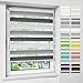 Produktbild OUBO Doppelrollo, Klemmfix ohne Bohren, 90 x 150 cm (BxH) Weiß-Grau-Anthrazit, Duo Rollo Klemmrollo Seitenzugrollo, lichtdurchlässig und verdunkelnd, Fensterrollo für Fenster & Türen