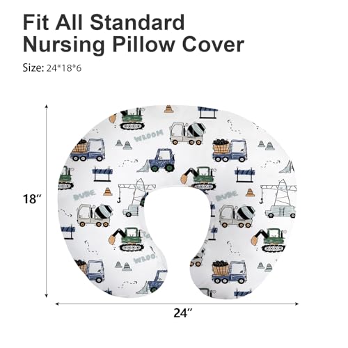 Image of Little Grape Land Nursing Pillow Covers 2 Pack, Soft & Breathable Removable Breastfeeding Pillows Covers for Feeding Pillows, Nursing Pillow Slipcover for Baby Girls Boys, (Truck & Navy