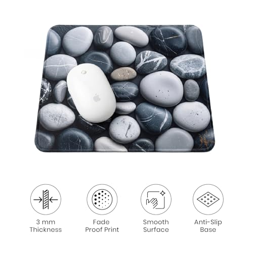 Image of Premium Non-Slip Mouse Pad | Smooth Surface for Optical & Laser Mouse | Durable Base Designs | Ideal for Office, Home & Gaming (Square Stone Pattern)