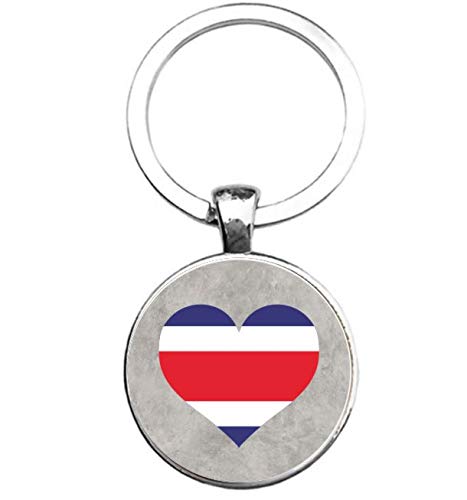 Porte-clés Verre - Drapeau Costa Rica, silverl