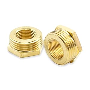 Bwintech 2 Pcs 3/8″ Female to 1/2″ Male BSP Thread Brass Hex Bushing Reducing Connector for Pipe Connecting Conversion