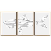 SIGNWIN 3 Piece Framed Canvas Wall Art Animal Illustration Canvas Prints Home Artwork Decoration for Living Room,Bedroom - 16
