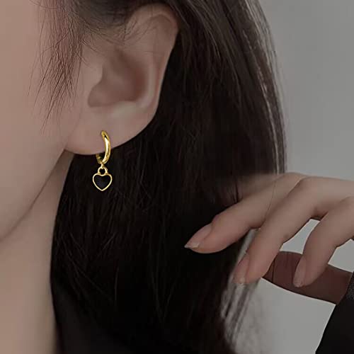 SLUYNZ 925 Sterling Silver Black Heart Hoop Earrings for Women Teens 1.4CM Heart Hoop Dangle Earrings2