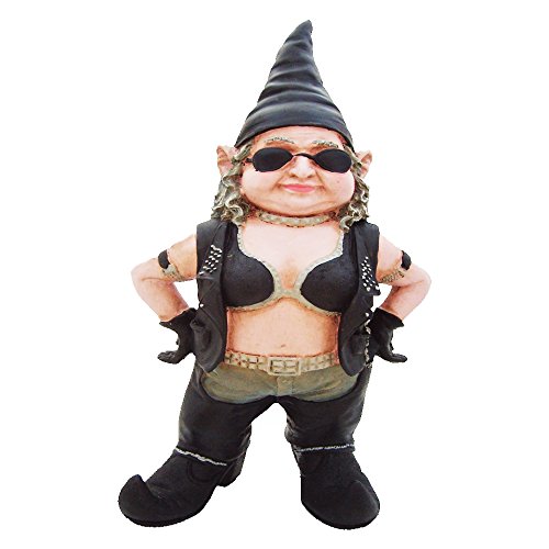 Nowaday Gnomes - "Biker Babe The Biker Gnome In Leather Motorcycle Riding Gear Home & Garden Figurine 8.5" H #TOP3