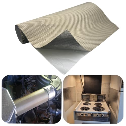 Titanium Adhesive Backed exhaust heat shield 24'' X 40'' for wall behind grill 2500 Degrees High Temp Protection Material Thermal Barrier Blanket Mat