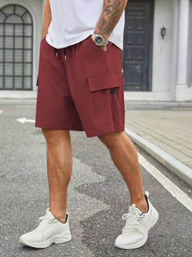 Image of Hardaddy Men's Casual Stretch Cargo Shorts Classic Drawstring Elastic Waist Relaxed Fit Work Short with 5 Pockets