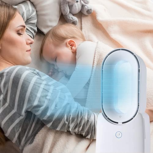 Conbola Desk Fan, Bladeless Fan 11.8 Inch Small Personal Cooling Fan With 5 Colors Led Light, Touch Control, Quiet Table Fan For Bedroom, Home, Office #TOP3