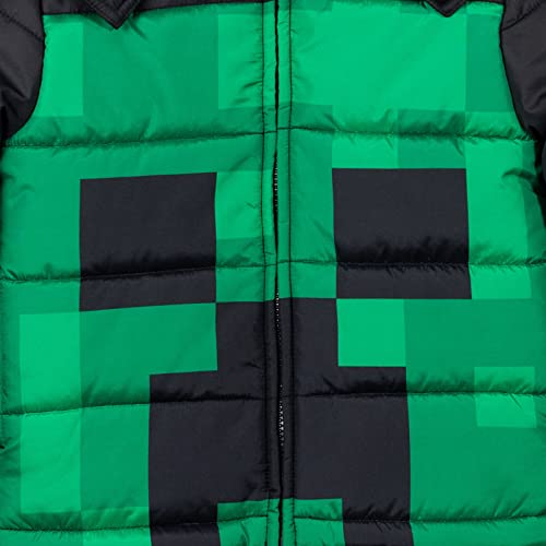 Minecraft Creeper Little Boys Zip Up Winter Coat Puffer Jacket Black/Green 7-8 thumb #6