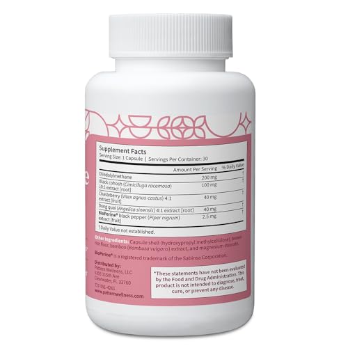 Image of Pattern Wellness Menopause Complex - Herbal Supplement for Women's Wellness & Hormone Health Support - with Black Cohosh, DIM & Bioperine - 30 Vegan Capsules, 3rd Party Tested