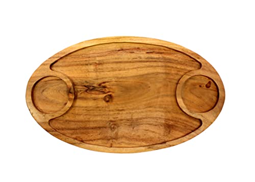 Image of eSplanade Wooden Serving Tray Platter Tableware Serveware | Brown - 15 inch Inches