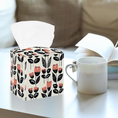 Boîte à mouchoirs en cuir tulipes : lot de 2 distributeurs déco salle de bain et voiture