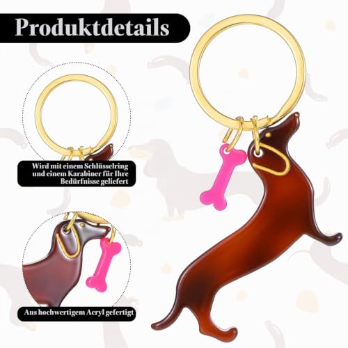 Giantree Dackel Schlüsselanhänger, Stilvolle Dackel Geschenke für Damen Glücksbringer Hunde Keychain Tasche Anhänger Geschenke für Lieblingsmensch Frauen Männer Kinder