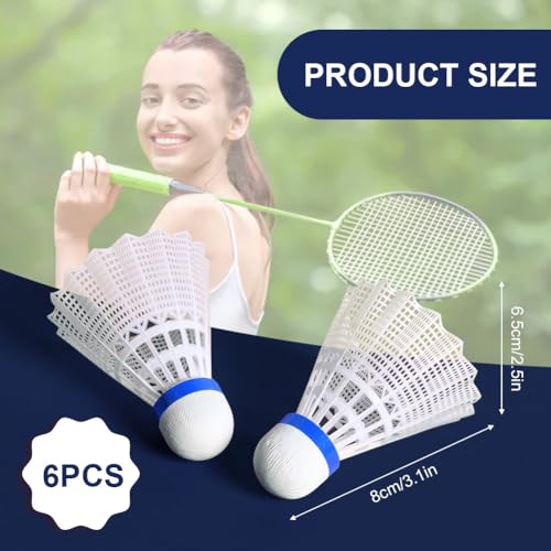 flintronic 6 Pcs Nylon Shuttlecocks, Resistant Badminton Shuttlecocks, Professional Shuttlecocks for Beginner or Indoor and Outdoor Sports, Tough Badminton Ball for Fitness and Entertainment - Image 2