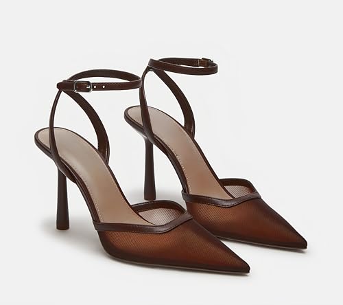 Mesh Pointed Toe Ankle Strap Heeled Sandals for Women3