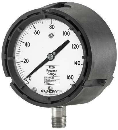 Ashcroft Pressure Gauge,0 to 160 psi,4-1/2In 451259SD04L160# - 1 Each