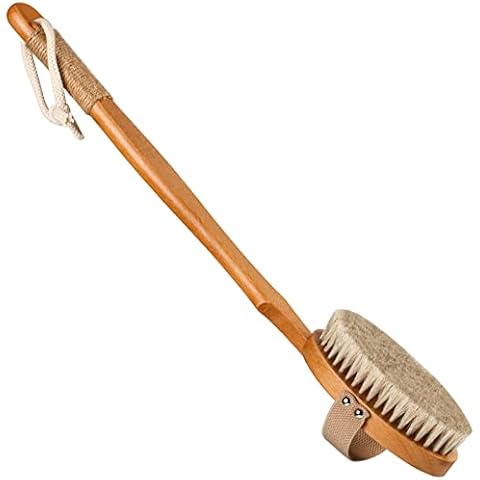 Back Scrubber, Shower Brush with Long Handle Natural Soft Bristles Back Brush Bath Shower Brush for Exfoliating Wet or Dry Brushing Cover