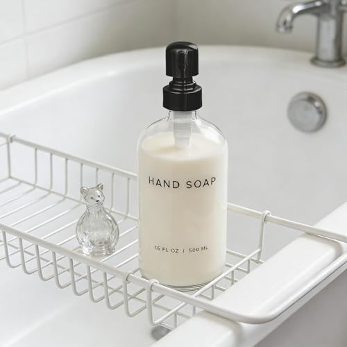 Image of 16 Oz Soap Dispense with Black Rust Proof Stainless Steel Pump Classic Decor for Bathroom Kitchen Farmhouse Decor Great for Essential Oils, Lotions, Liquid Soaps