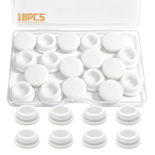 Image of 18PCS 1 /2 inch Rubber Plug White, 13mm Silicone Plugs Screw Hole Plugs DD044-13W