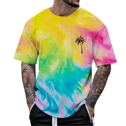 T-shirt homme manches courtes imprimé floral lin décontracté été