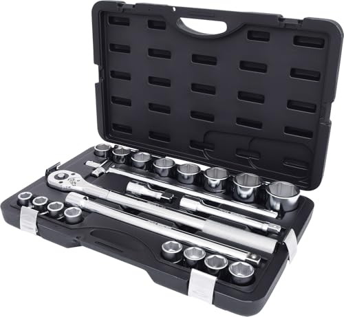 KS TOOLS - 911.0721 - Coffret de Douille Compacte - Douilles à 6 Pans Métriques et Accessoires en 3/4'' - Assortiment Varié - Caisse a outils 21 Pièces