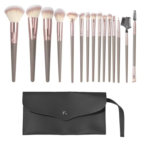 Lxtness Lot de 15 pinceaux de maquillage professionnel pour Fond de Teint Mélange de Poudre yeux poils naturels-synthétiques set pinceaux yeux fard à paupières, sourcils