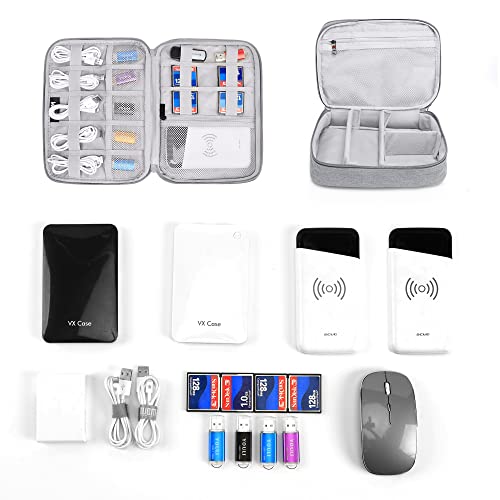 Bubm Electronics Travel Organizer, Waterproof Electronic Accessories Case Portable Double Layers All-In-One Storage Bag For Cable, Cord, Charger, Phone, Earphone Grey #TOP6