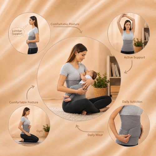 Image of DOLTAS 3-in-1 Post Pregnancy Abdominal Belt for Women - C-Section Abdomen Belt & Belly Wrap for After Delivery Recovery - Adjustable Postpartum Belt, Maternity Belt for Waist, Pelvis & Tummy Support (Free Size) (GREY)