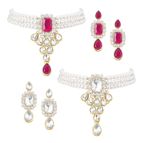Image of Peora Crystal Faux Pearl Jewellery Gift Set for Women