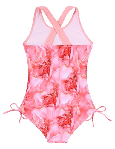 Image of BFUSTYLE Girls One Piece Swimsuit Cute Striped Bathing Suit Hawaii Swimwear 6-17 Years