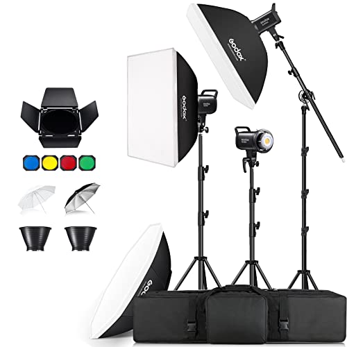 Godox SL60IID LED Video Light,60Ws White 5600K Version Countinuous Output Lighting with Bowens Mount,CRI 96+ TLCI97+,for Video Recording Wedding Product Photo... (3 Pack)